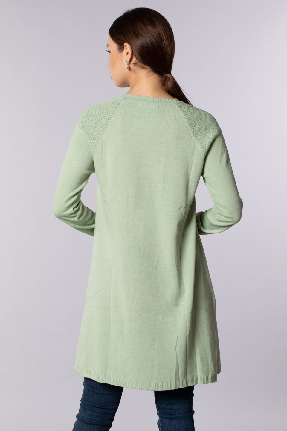 Omuz detaylı bisiklet yaka tunik-1402 Çağla