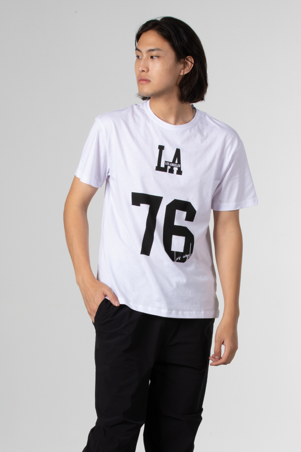 Ön 76 baskılı t-shirt-1005 Beyaz