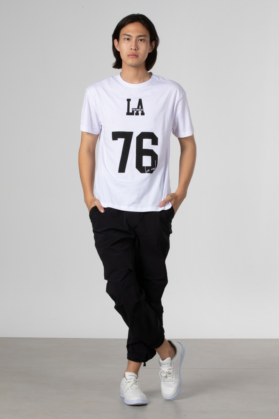 Ön 76 baskılı t-shirt-1005 Beyaz
