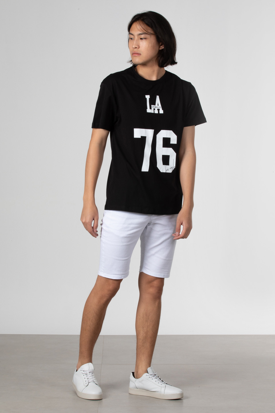 Ön 76 baskılı t-shirt-1005 Siyah