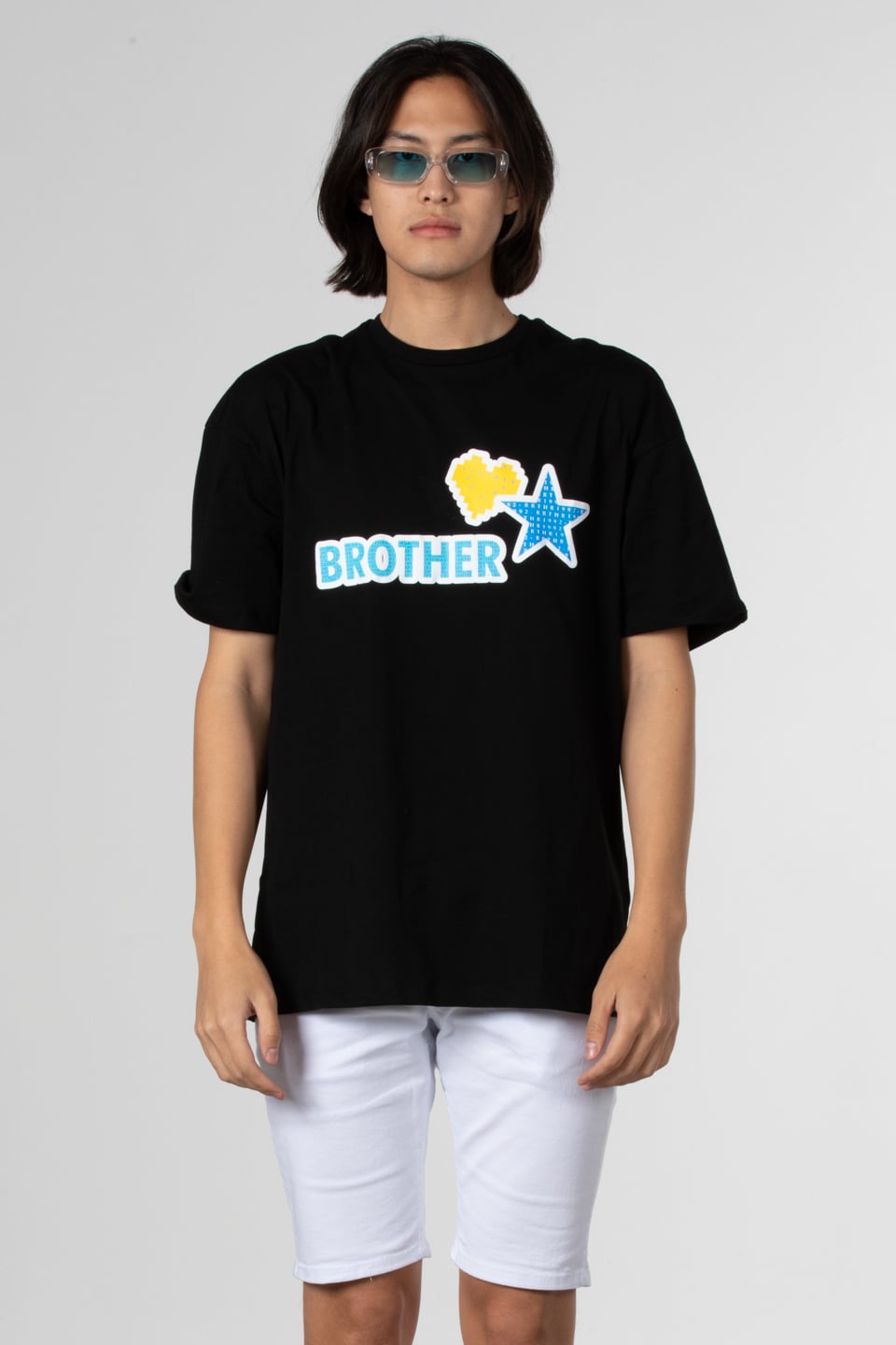 Ön arka baskılı t-shirt-1022 Siyah