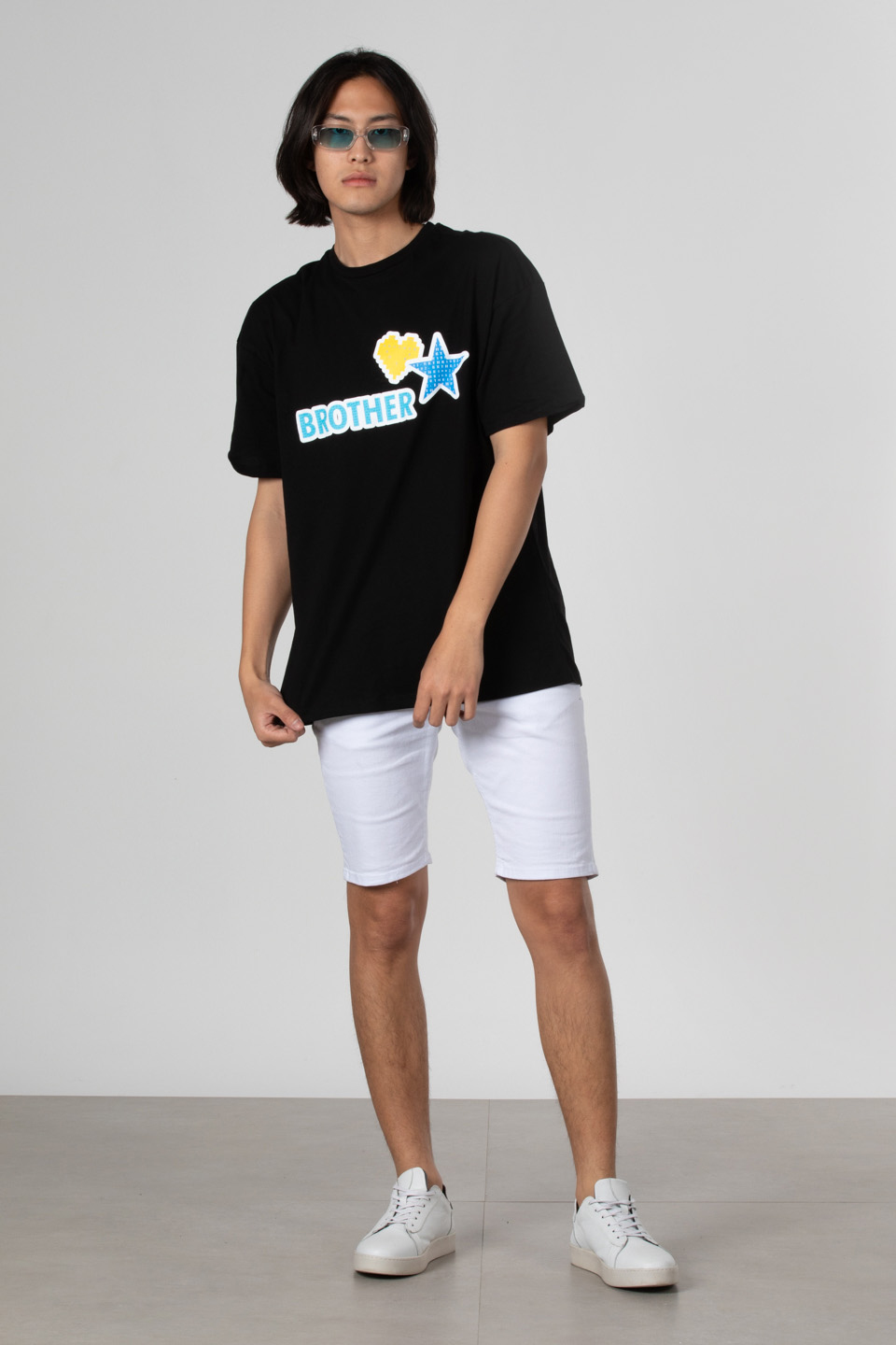 Ön arka baskılı t-shirt-1022 Siyah