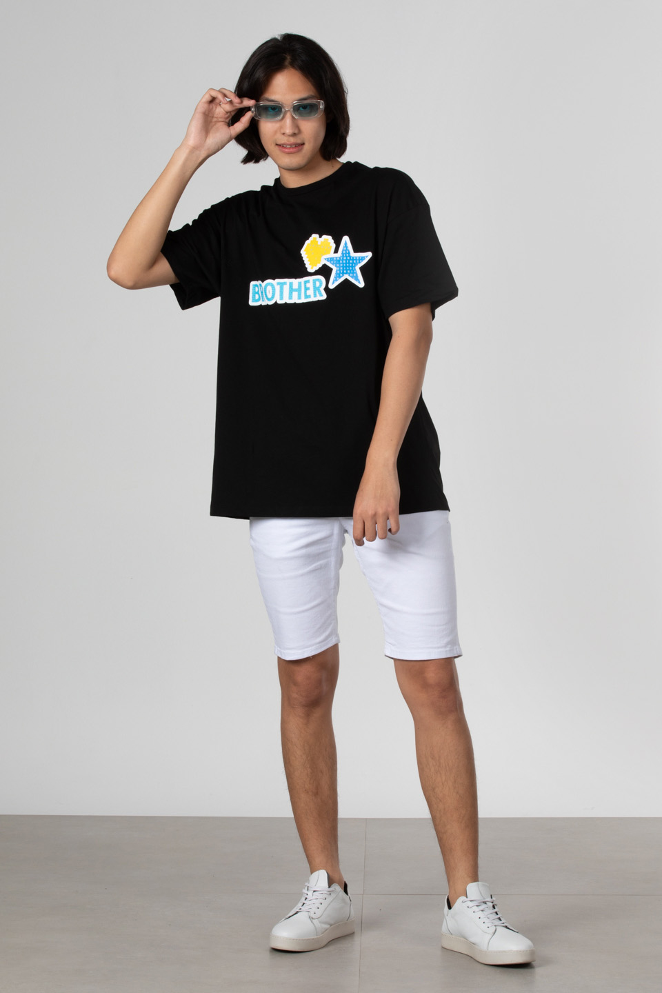 Ön arka baskılı t-shirt-1022 Siyah