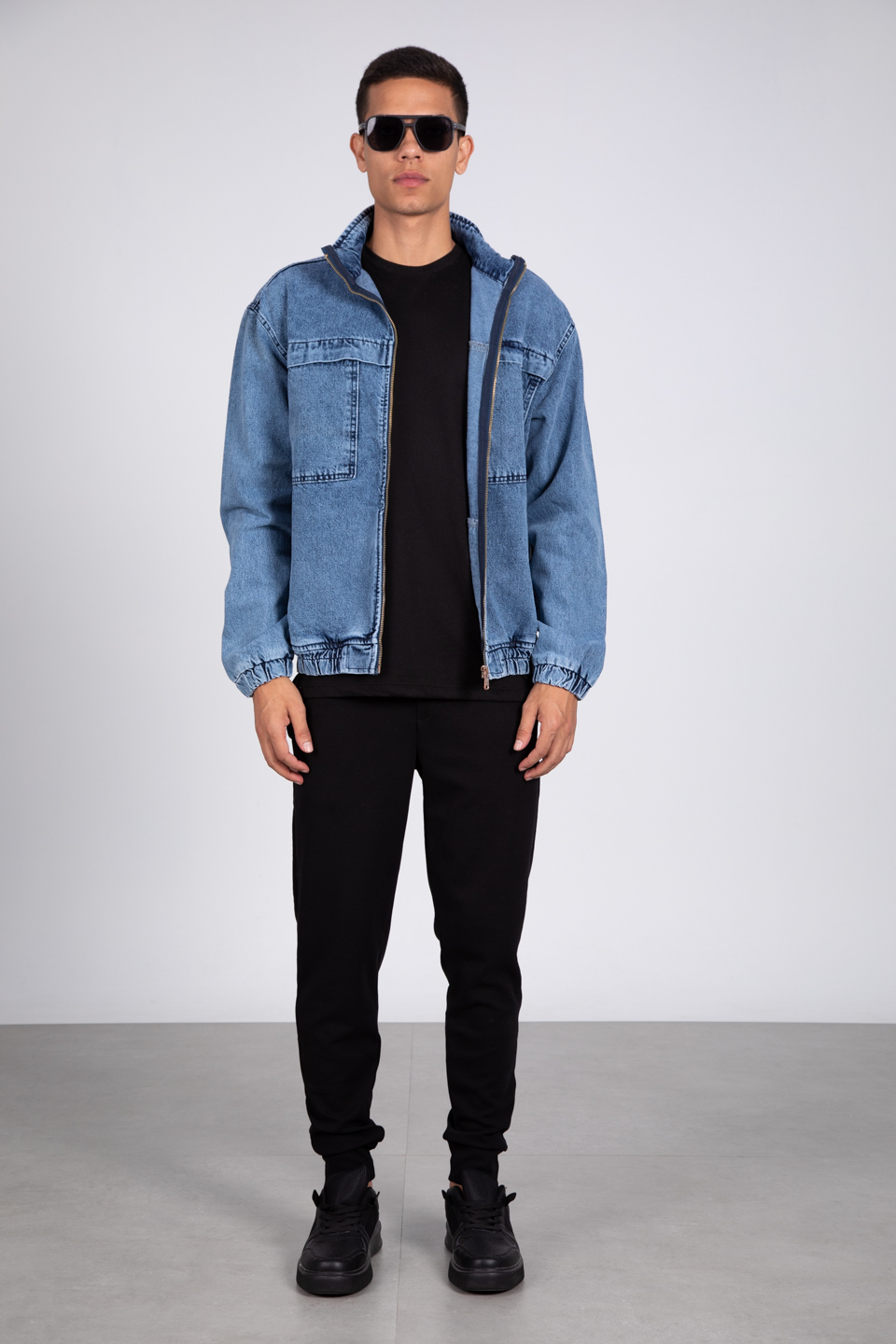 Ön arka parçalı 90's kot mont-165 Mavi Kar Y.