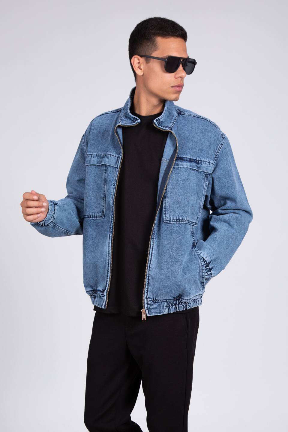 Ön arka parçalı 90's kot mont-165 Mavi Kar Y.