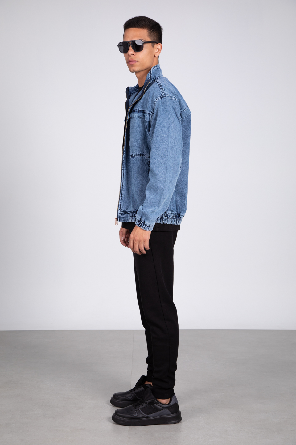 Ön arka parçalı 90's kot mont-165 Mavi Kar Y.