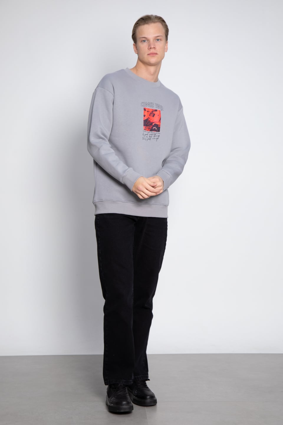 Ön arka peçli sweat-2006 Gri