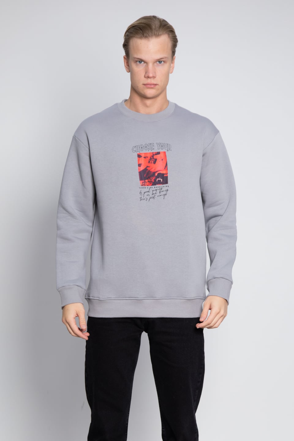 Ön arka peçli sweat-2006 Gri