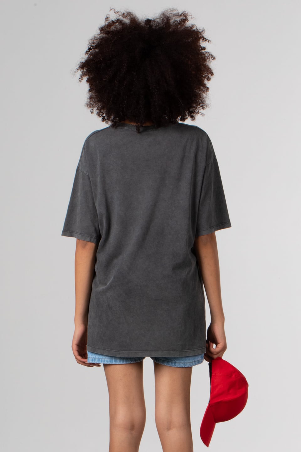 Ön baskılı oversize t-shirt-3580 Antrasit K.Y.