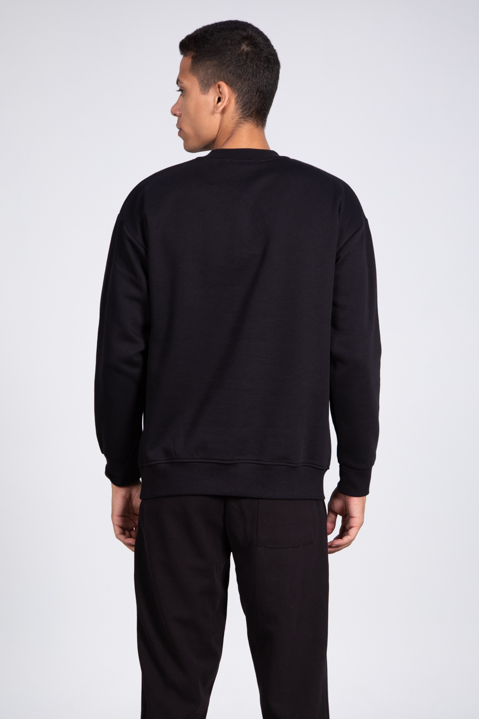 Ön baskılı sweatshirt-5405 Siyah