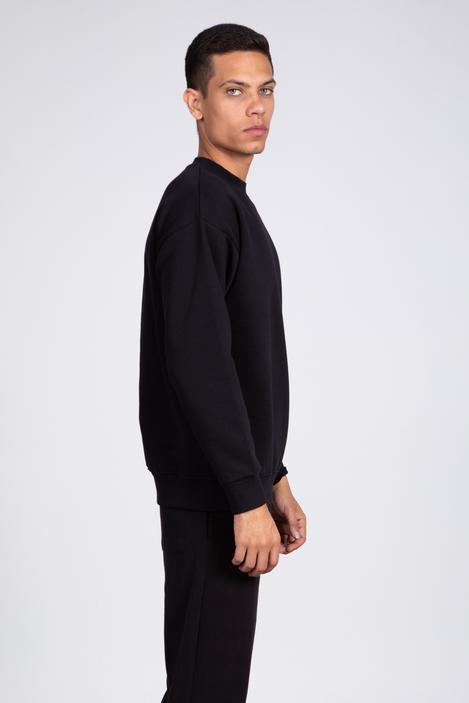Ön baskılı sweatshirt-5405 Siyah