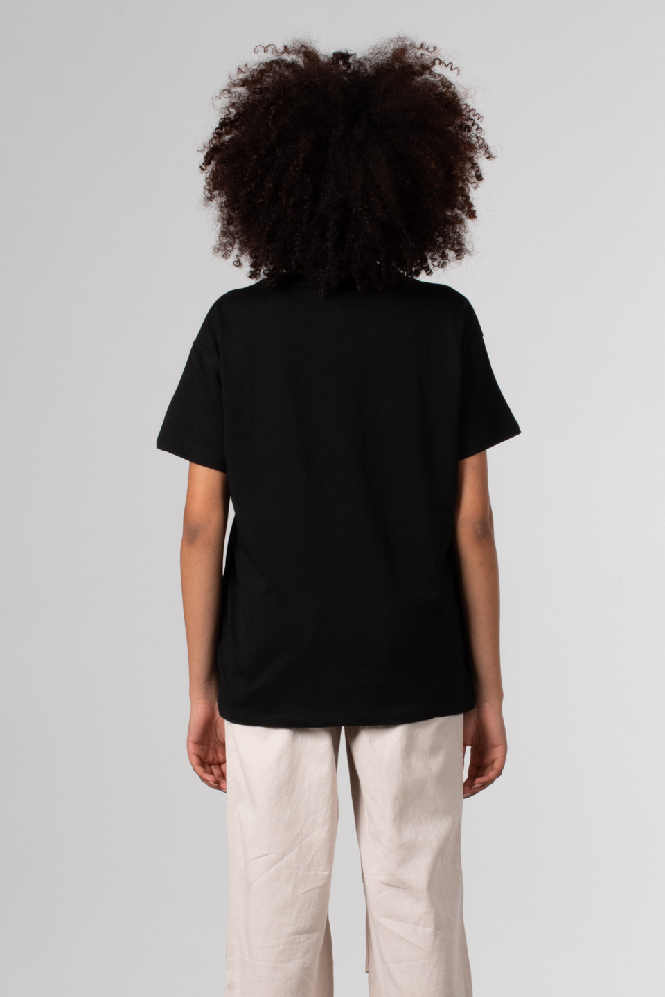 Ön çiçek baskılı t-shirt-DVN0342 Siyah