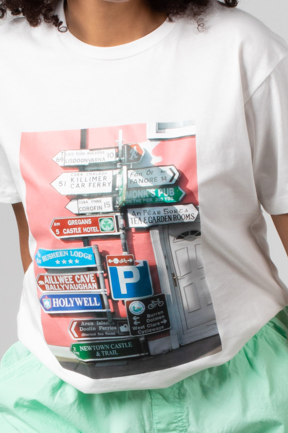 Ön park baskılı t-shirt-189 Beyaz