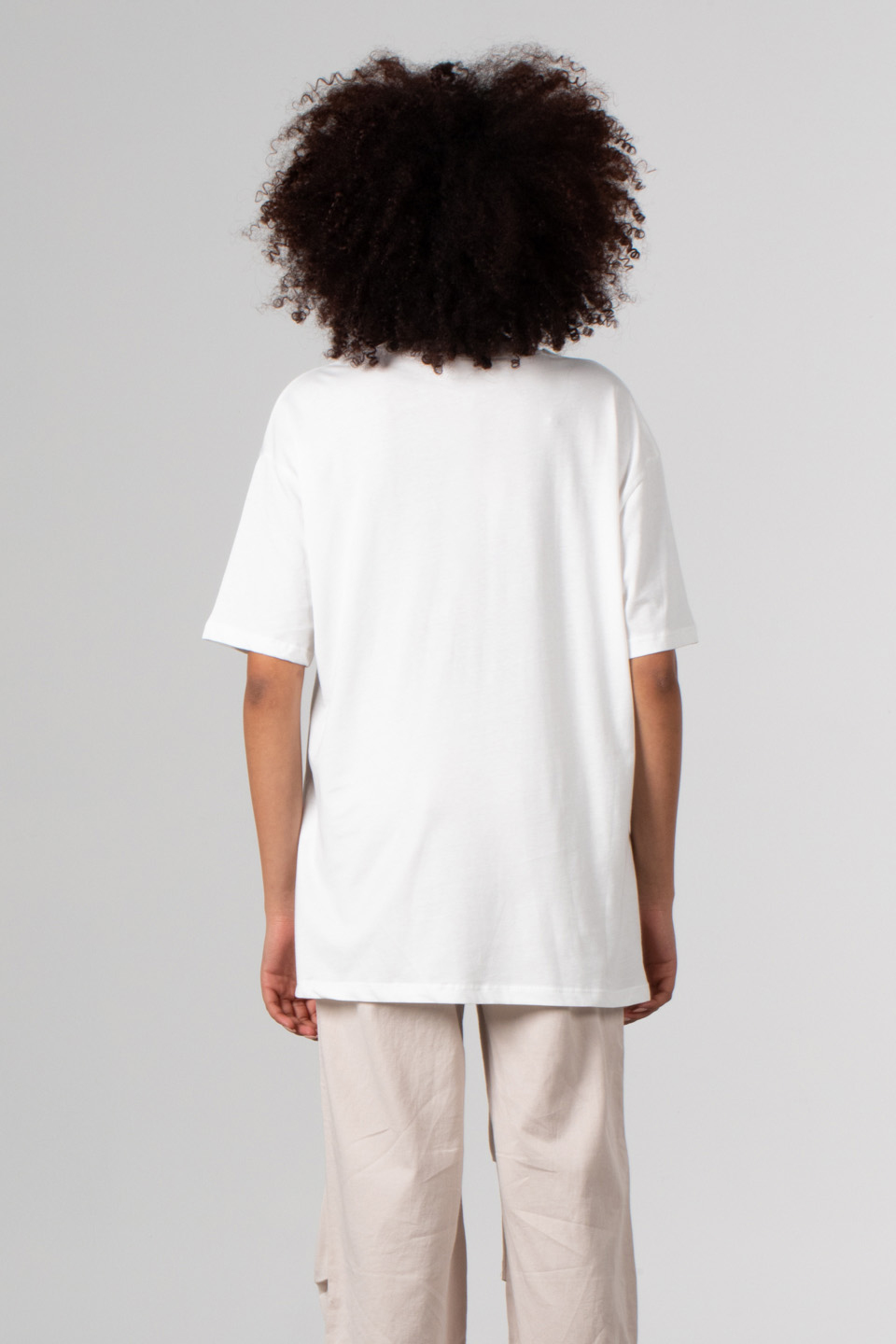 Ön parlak yazı baskılı t-shirt-DVN0350 Beyaz