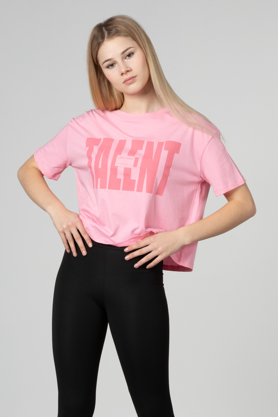 Ön talent baskılı t-shirt-9816 Pembe