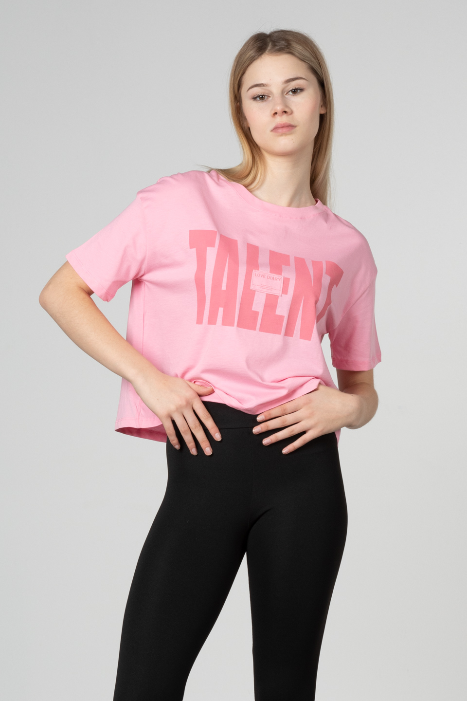 Ön talent baskılı t-shirt-9816 Pembe