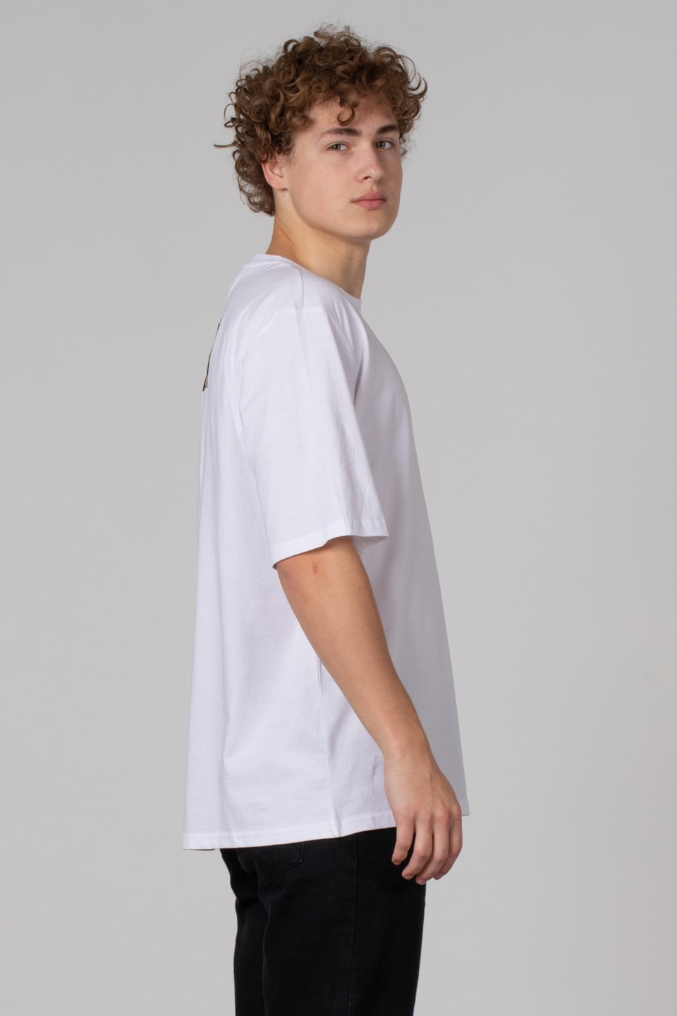 Ön yazı baskılı oversize t-shirt-2606 Beyaz