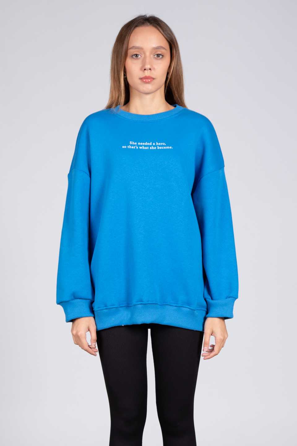 Ön yazı baskılı sweatshirt-DVN0462 Saks