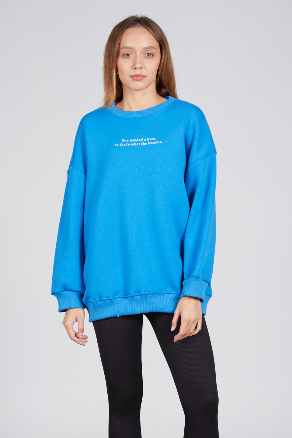 Ön yazı baskılı sweatshirt-DVN0462 Saks