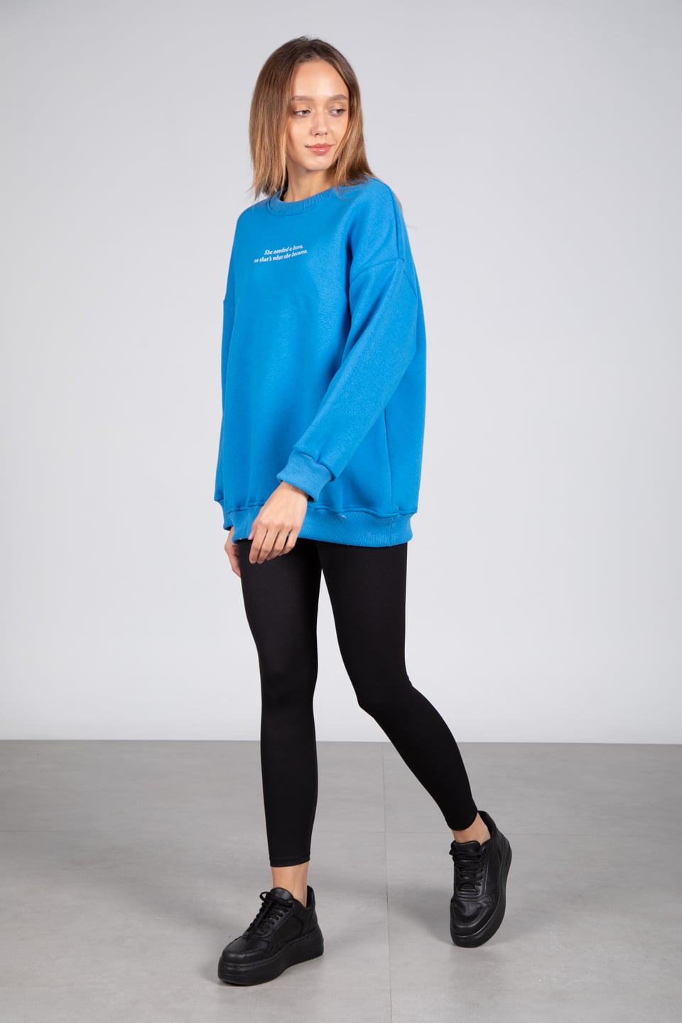 Ön yazı baskılı sweatshirt-DVN0462 Saks