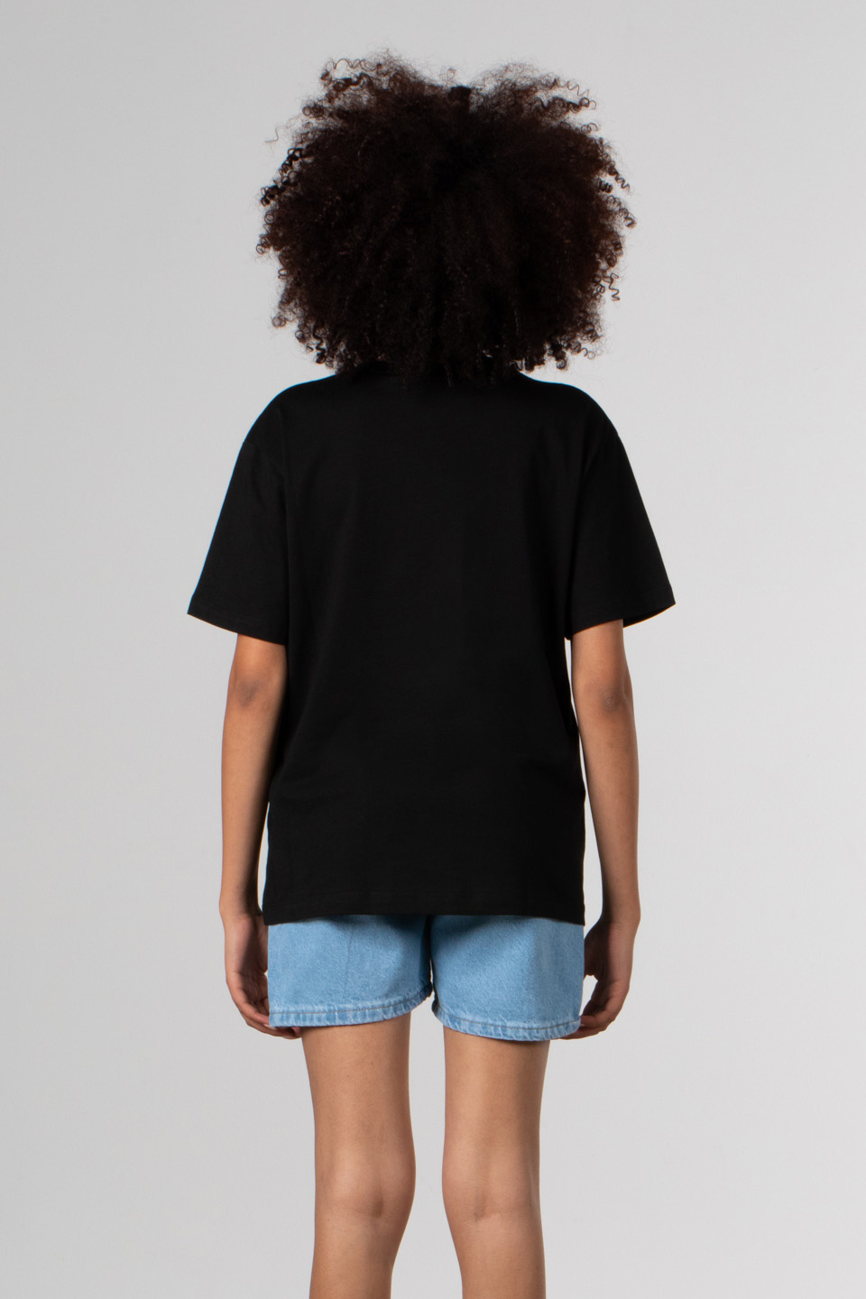 Ön yazı baskılı t-shirt-DVN0334 Siyah