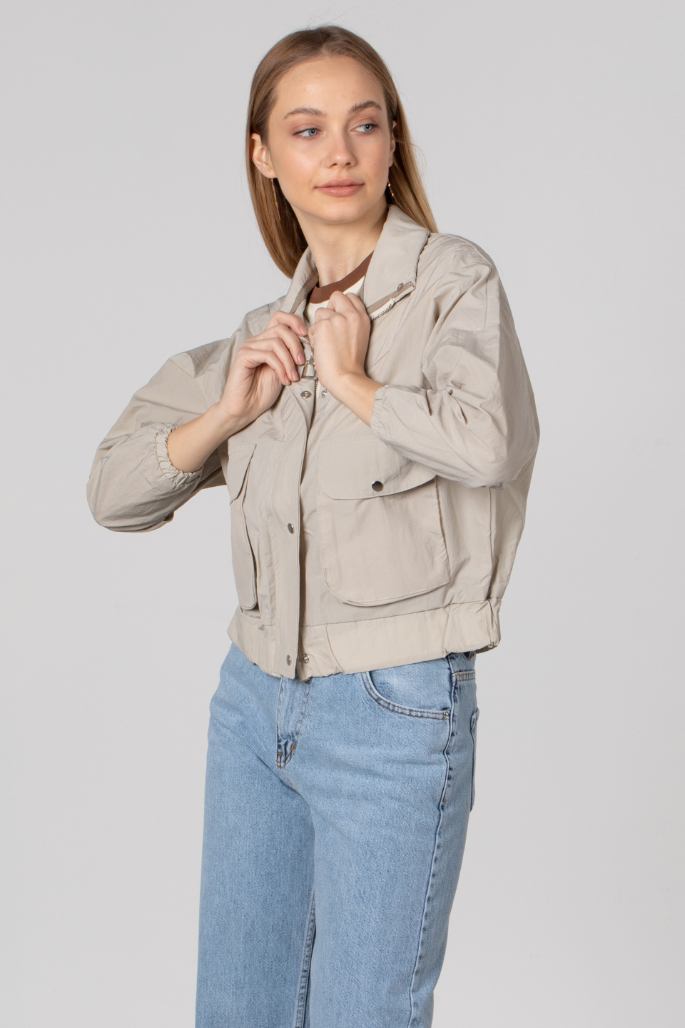 Önden cepli yağmurluk-MANOLYA Taş