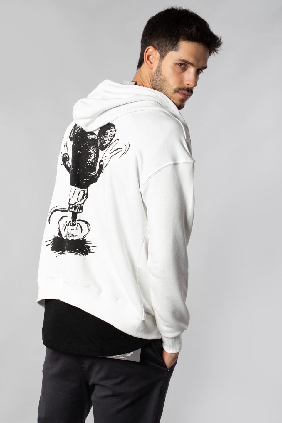 Önü Arkası Baskılı Fermuarlı Sweatshirt - Ekru
