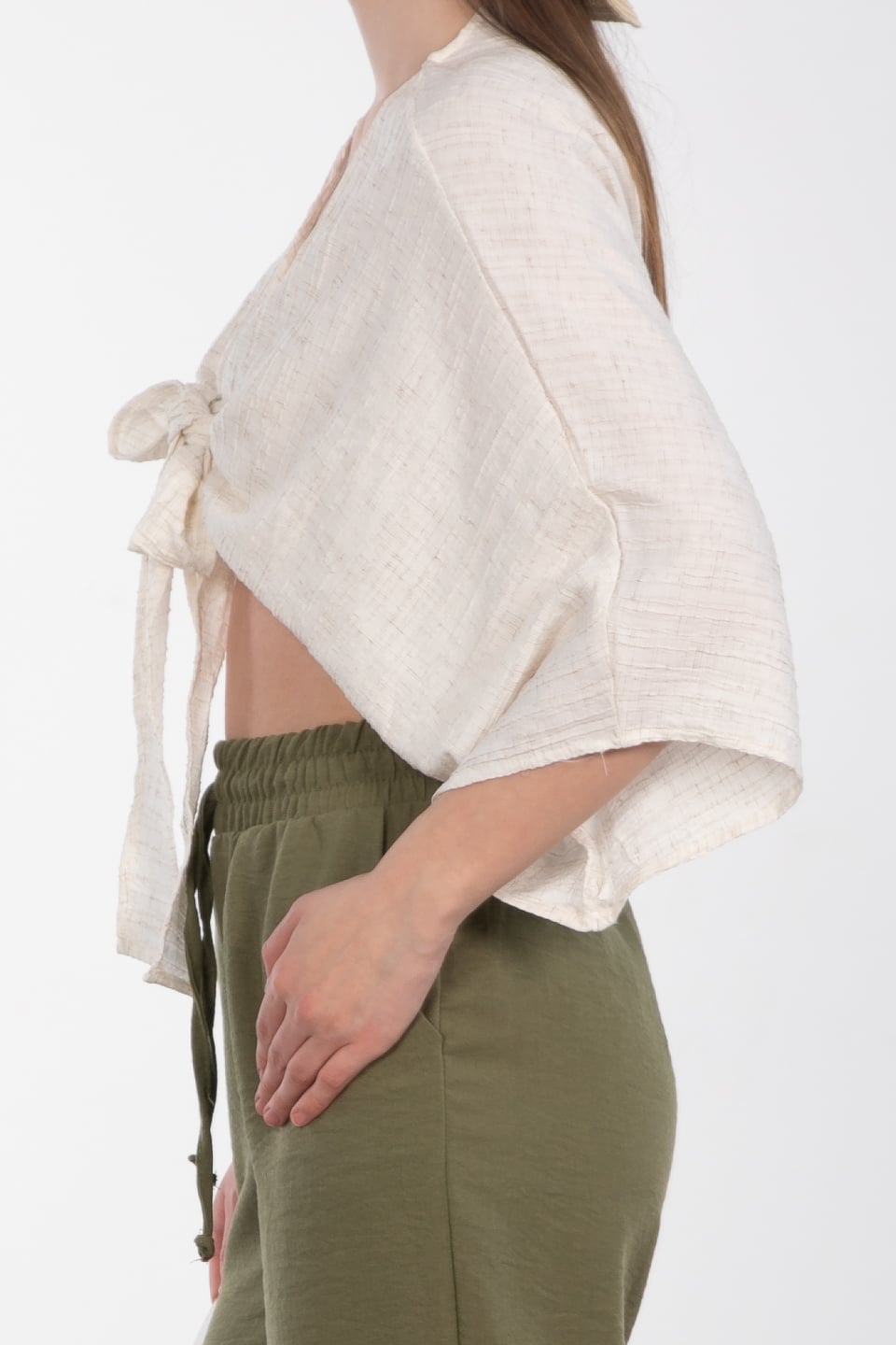 Önü bağlamalı bluz-6831 Taş