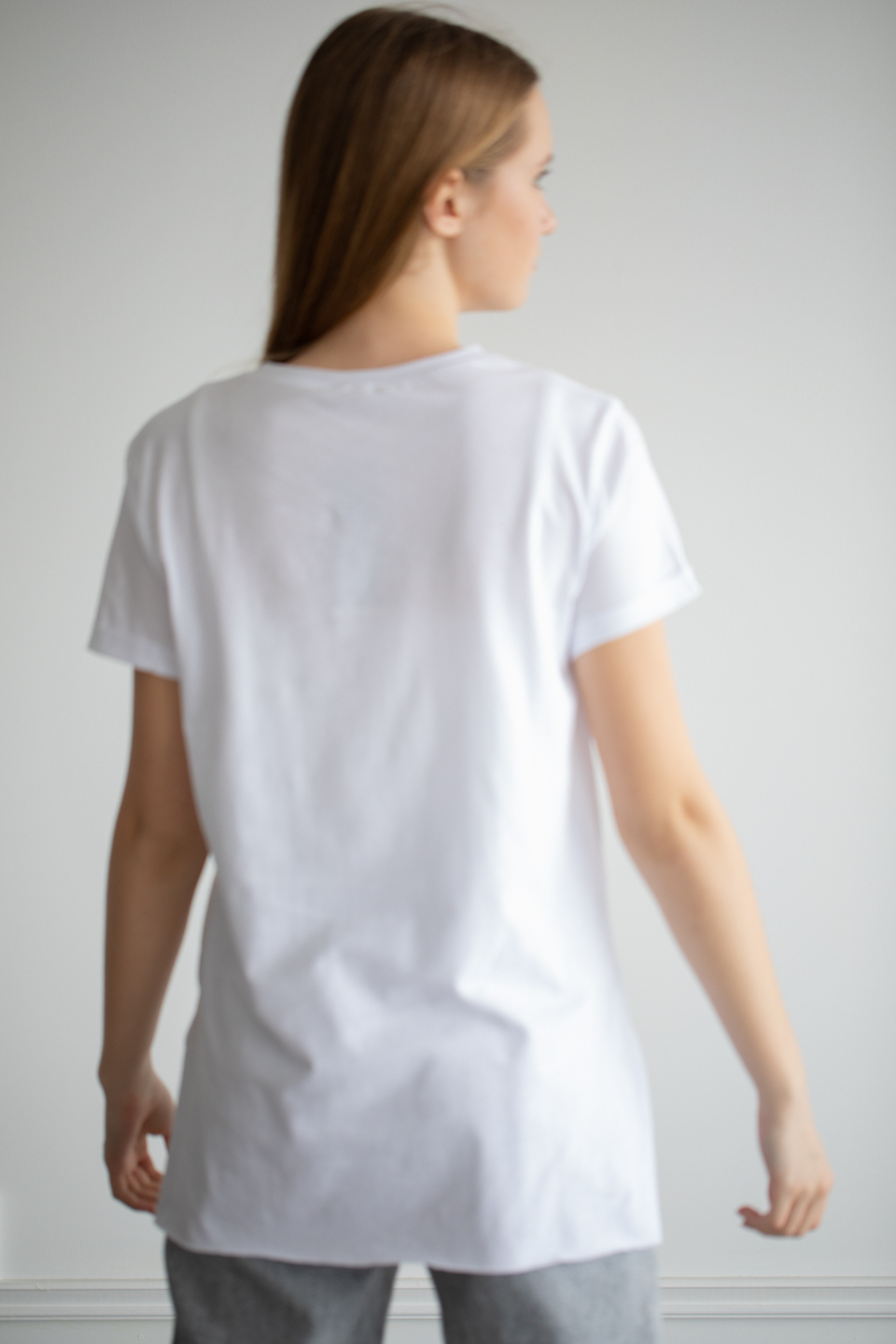 Önü baskılı t-shirt-22F-192 Beyaz