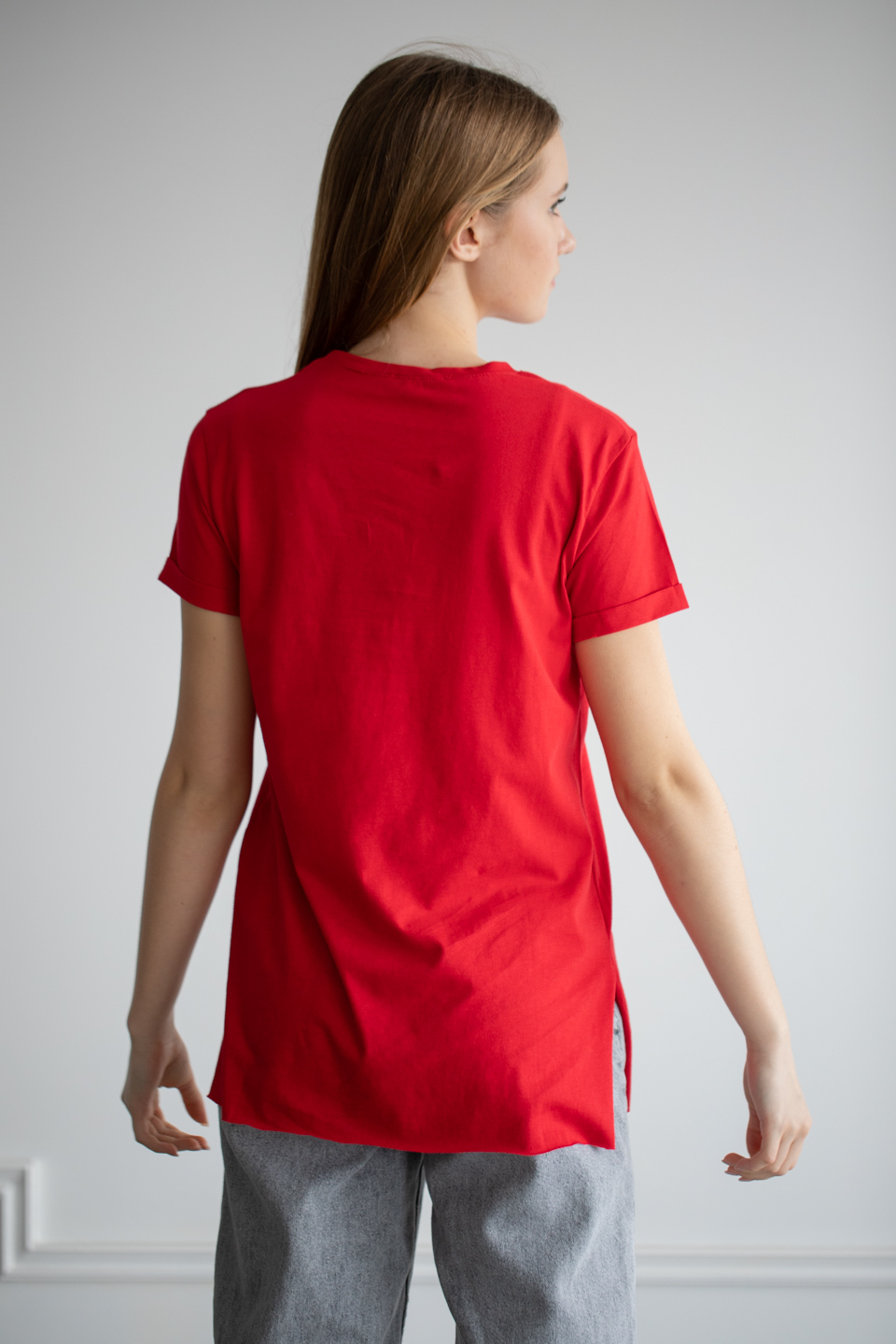 Önü baskılı t-shirt-22F-192 Kırmızı
