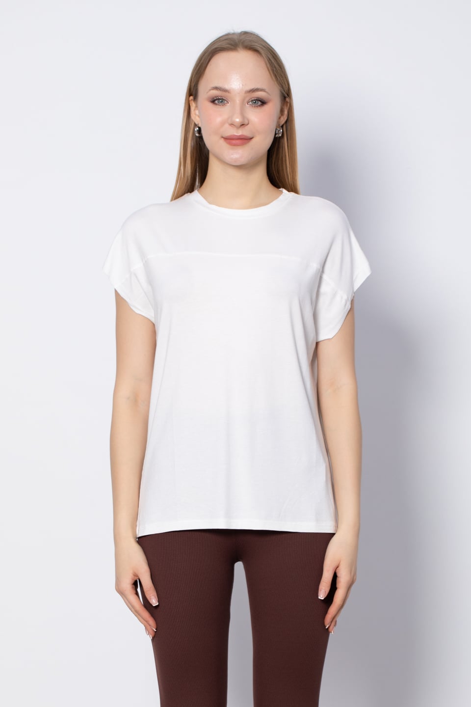 Önü Biye Detaylı T-Shirt - Ekru