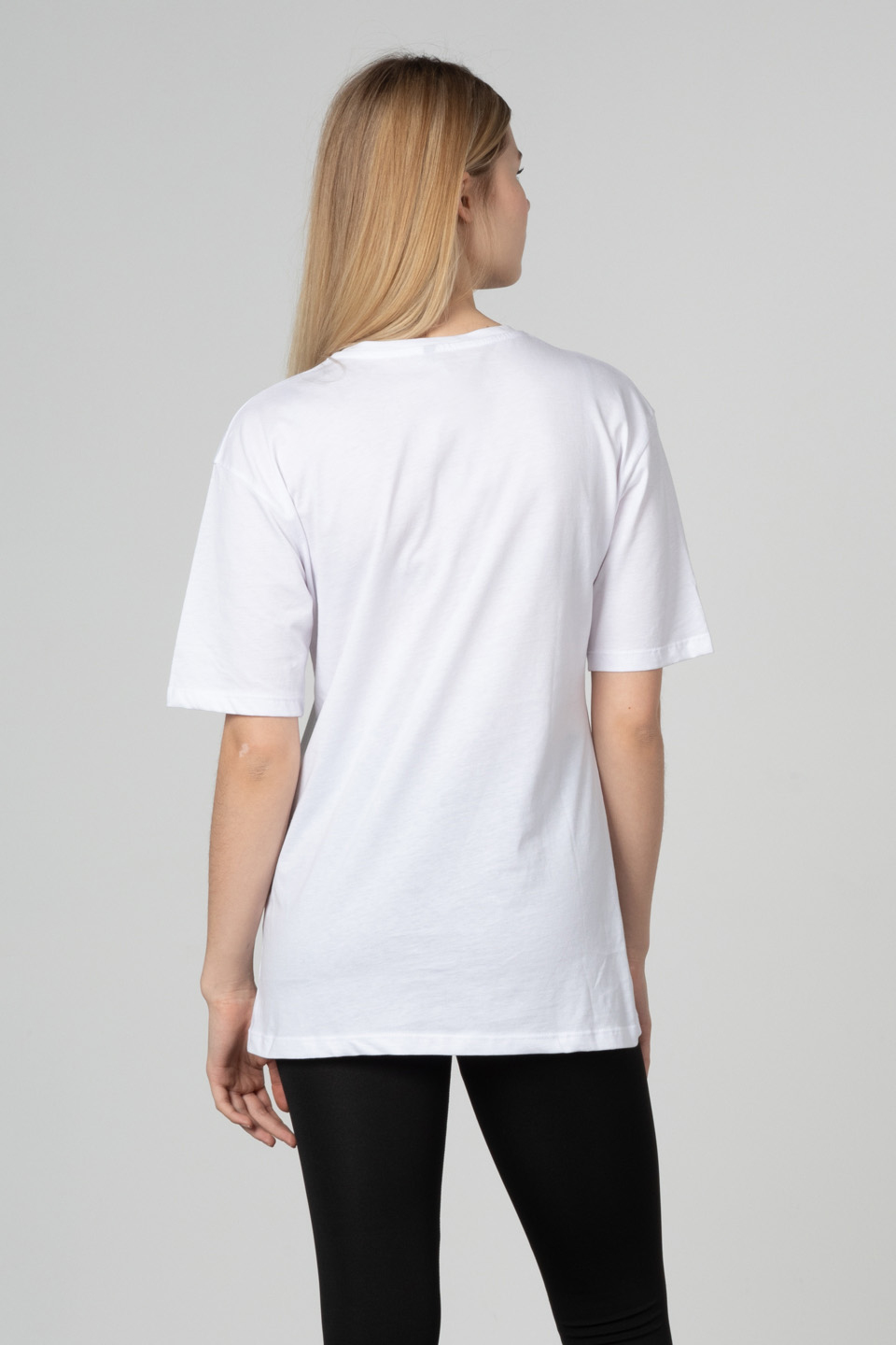 Önü pullu köpek baskılı t-shirt-2147 Beyaz