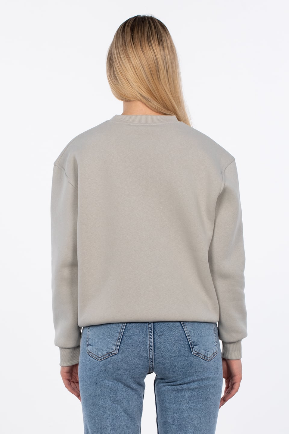 Önü yazılı bileği kalp nakışlı sweatshirt-83-572 B.Gri