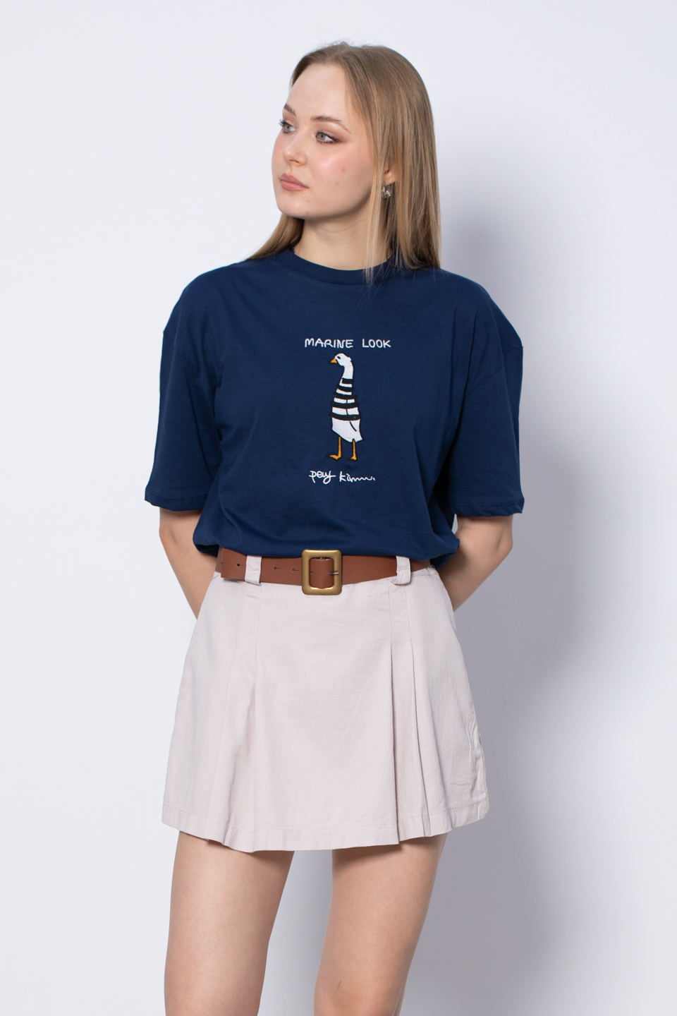 Ördek baskılı t-shirt-82352 Lacivert