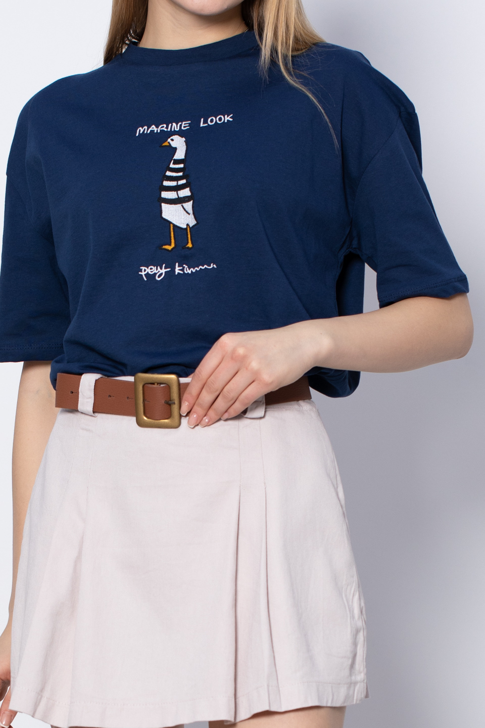 Ördek baskılı t-shirt-82352 Lacivert