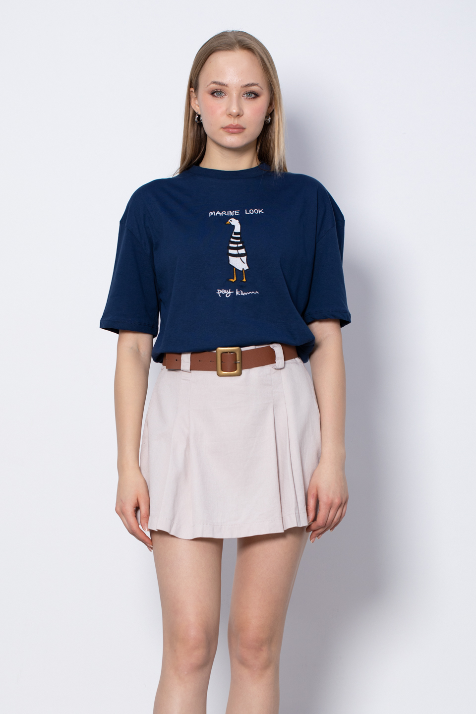 Ördek baskılı t-shirt-82352 Lacivert