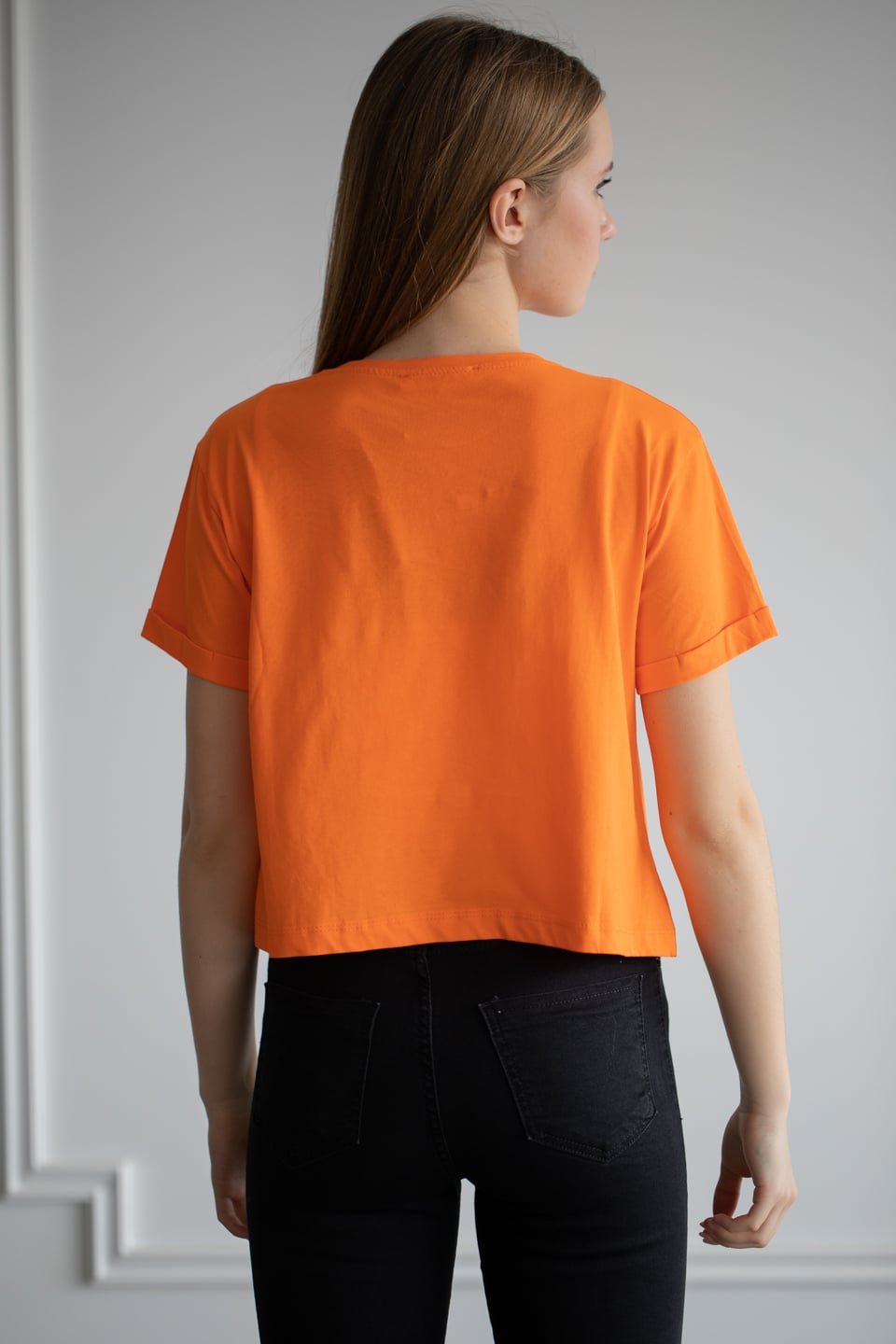 Orlondo baskılı double kol t-shirt-6279 Oranj