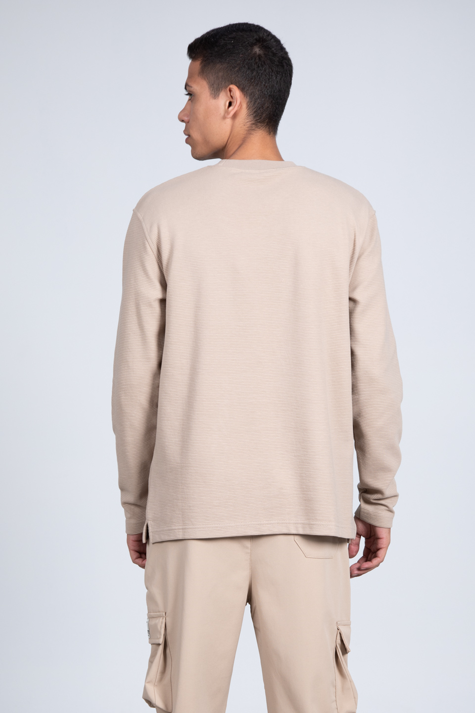 Ottoman bisiklet yaka sweatshirt-5406 Vizon