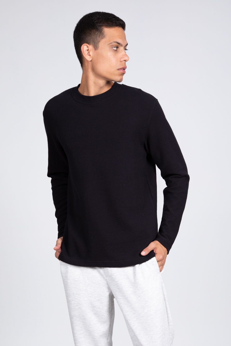 Ottoman bisiklet yaka sweatshirt-5406 Siyah