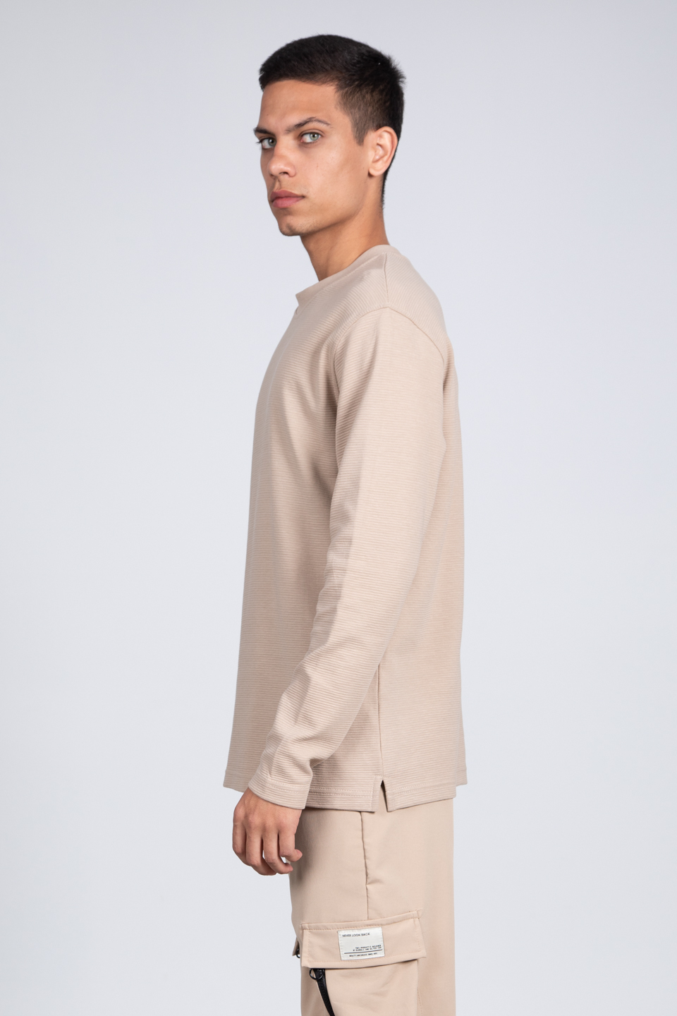 Ottoman bisiklet yaka sweatshirt-5406 Vizon