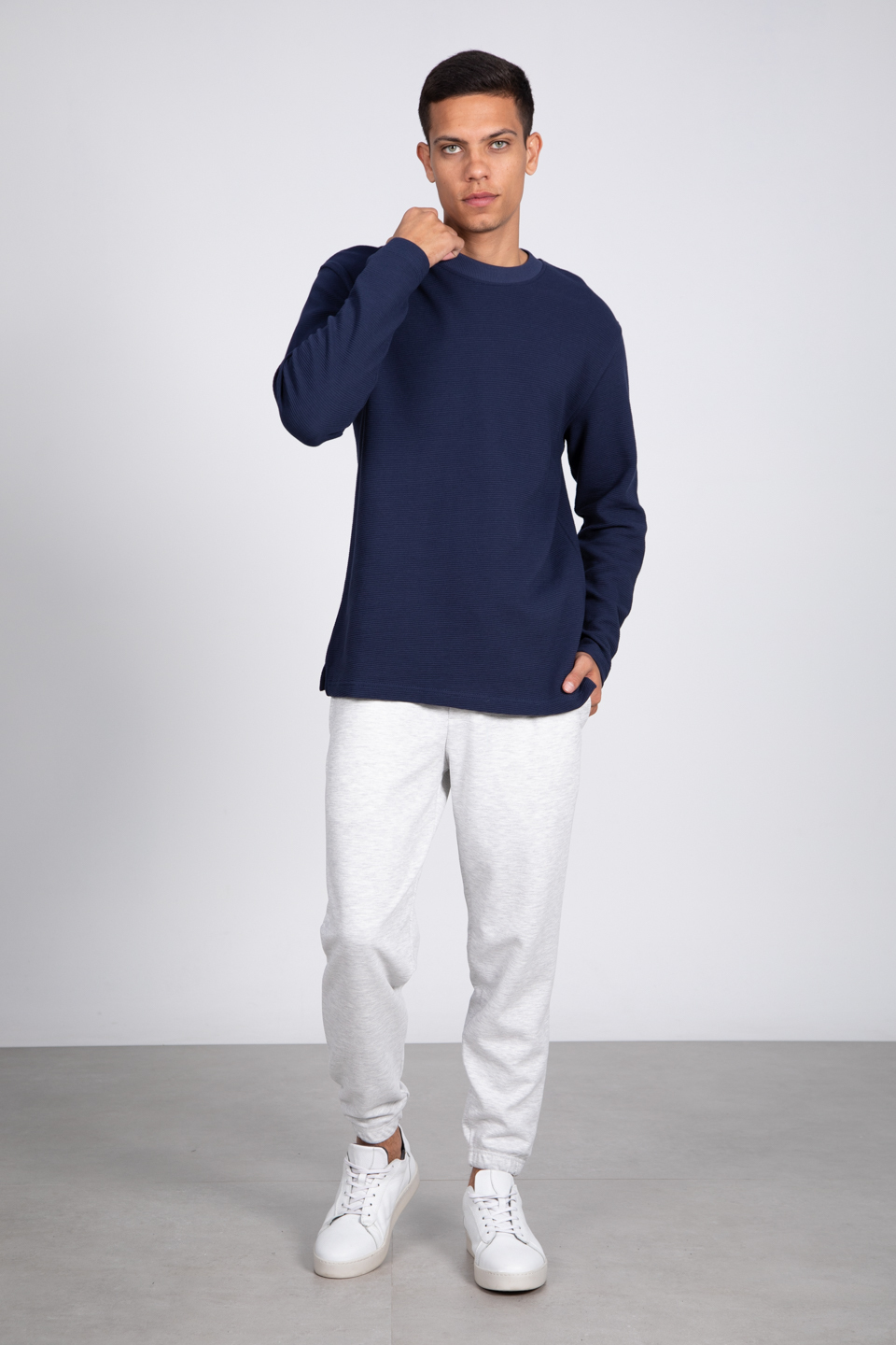 Ottoman bisiklet yaka sweatshirt-5406 İndigo