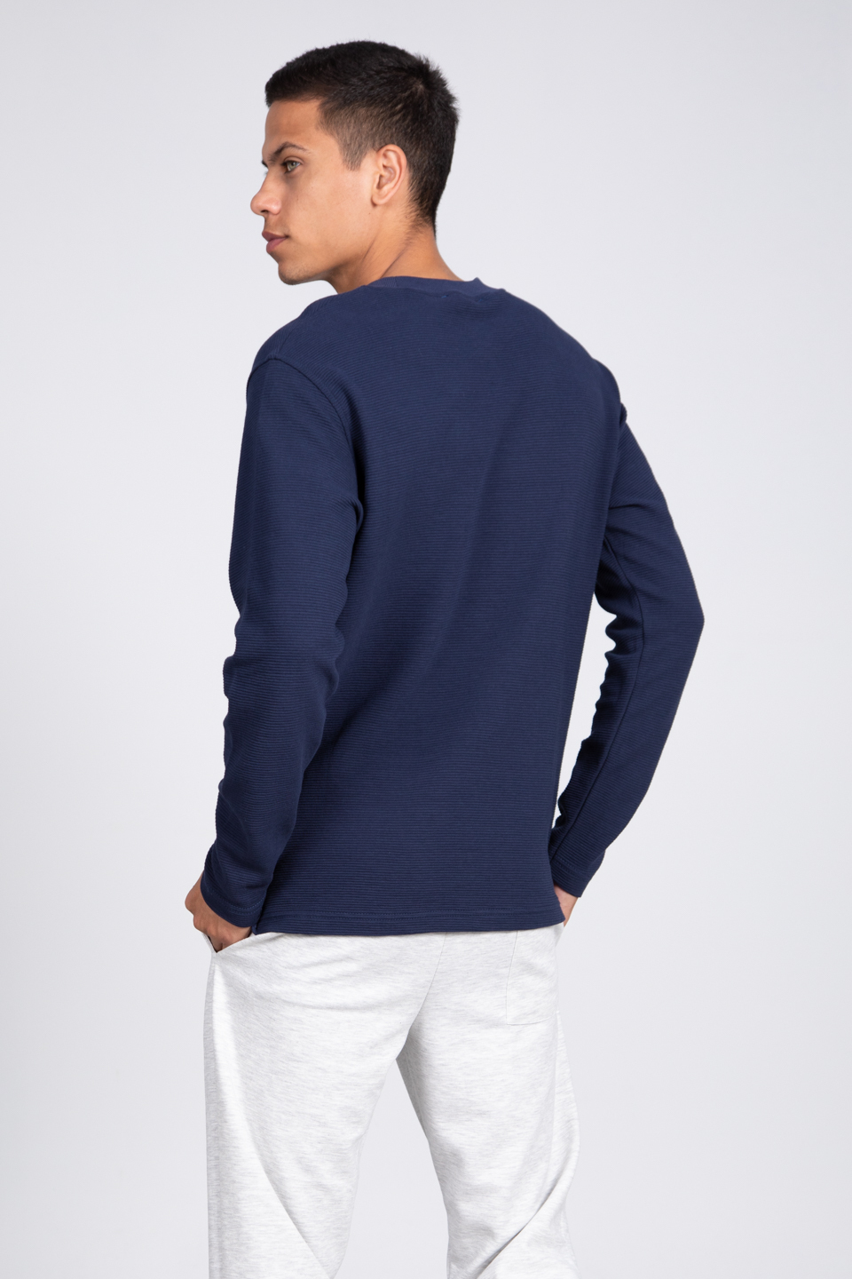 Ottoman bisiklet yaka sweatshirt-5406 İndigo