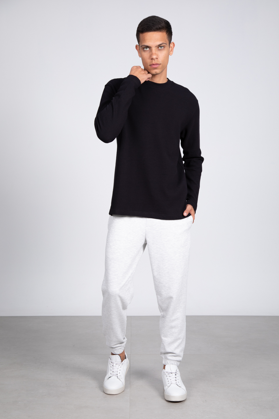 Ottoman bisiklet yaka sweatshirt-5406 Siyah