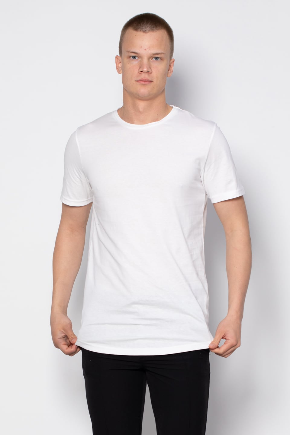 Oval kesim t-shirt-2511 Beyaz