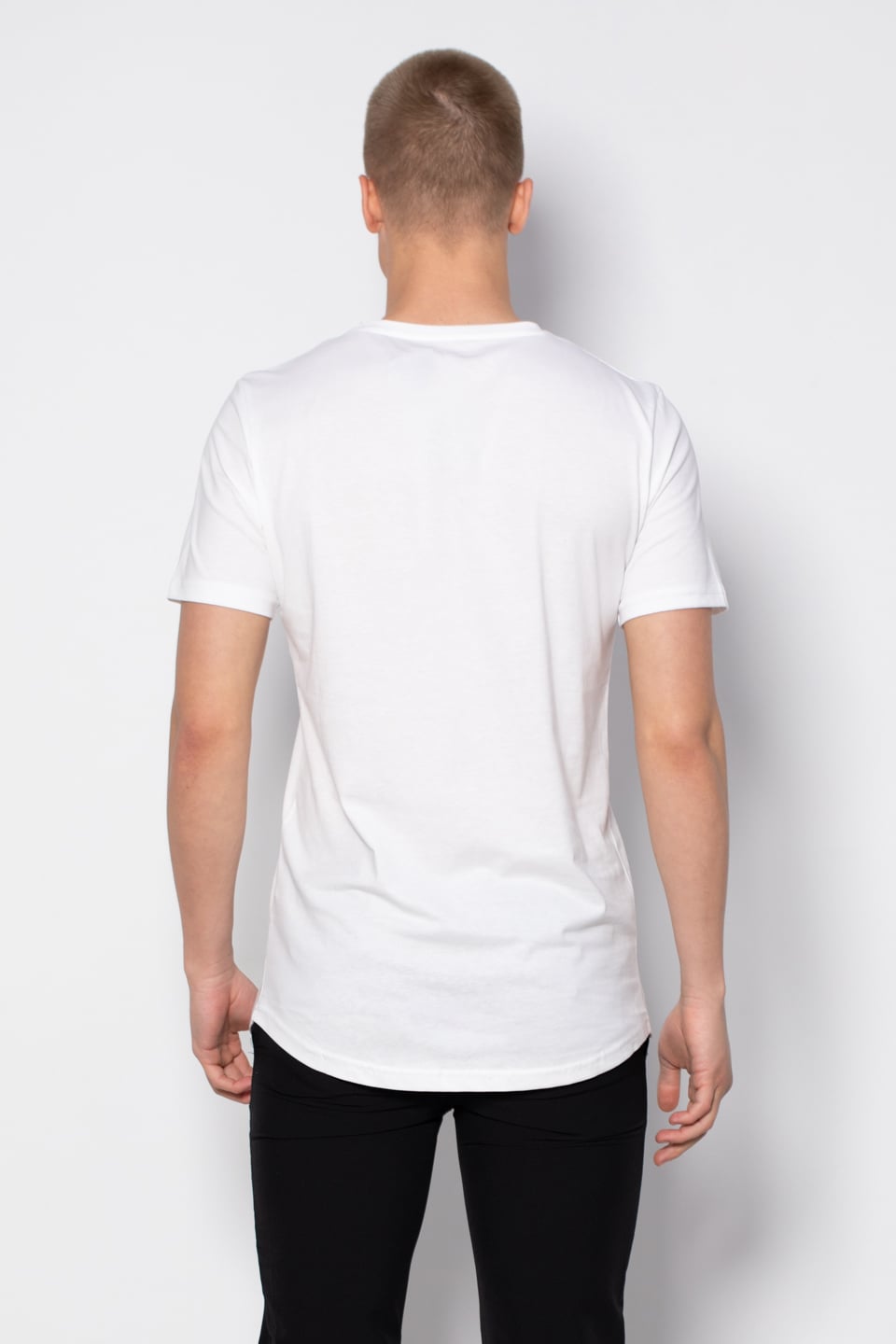 Oval kesim t-shirt-2511 Beyaz