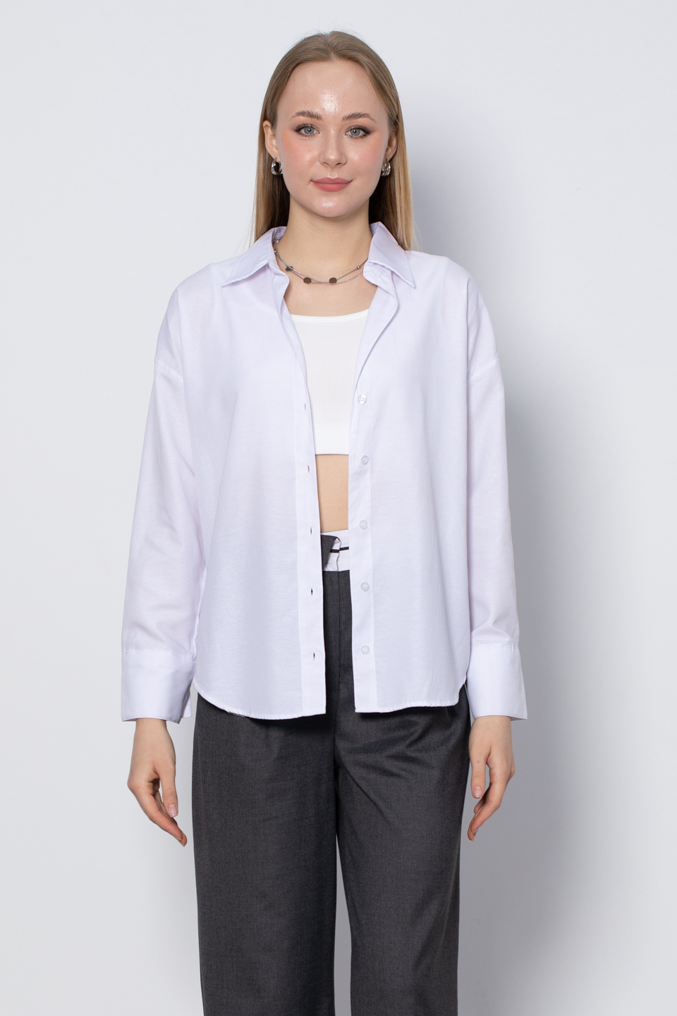 Oversize Basic Gömlek - Beyaz