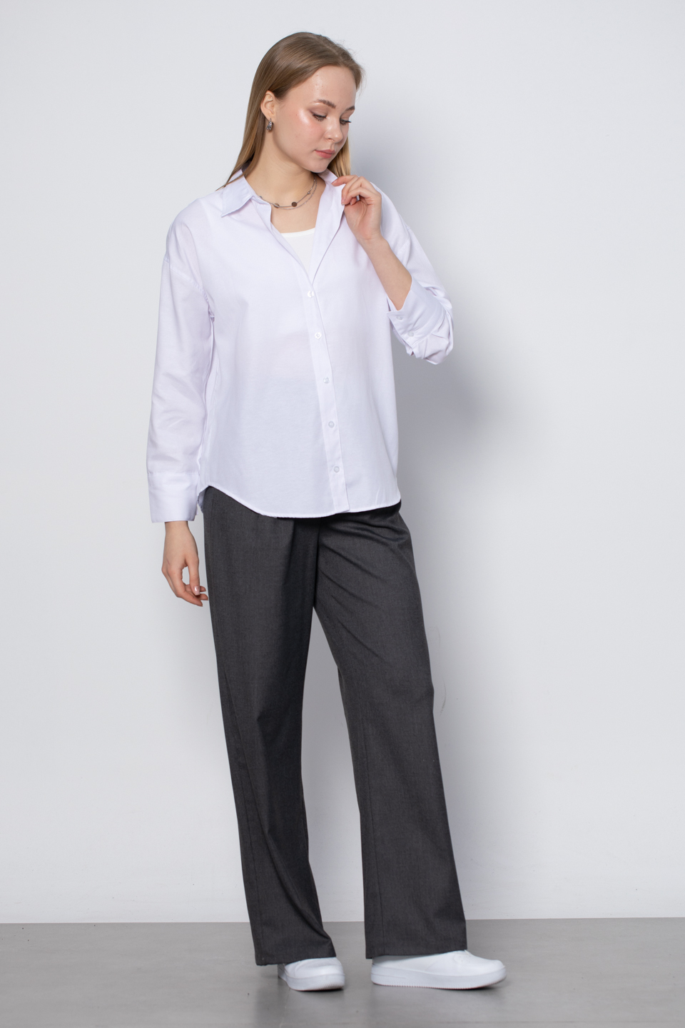 Oversize Basic Gömlek - Beyaz