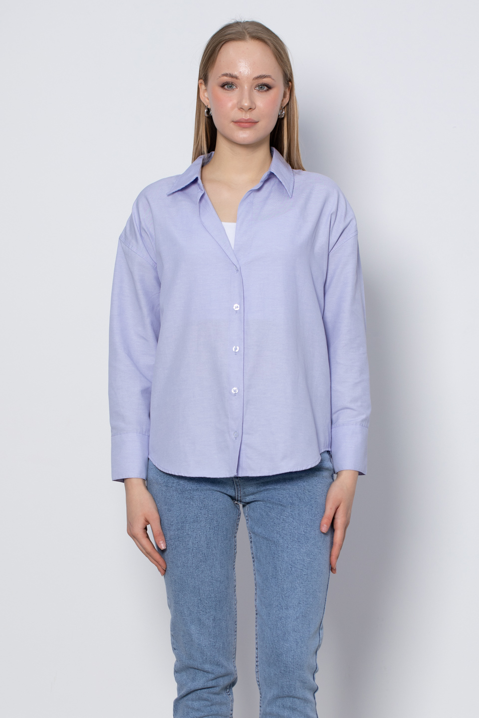 Oversize Basic Gömlek - Mavi