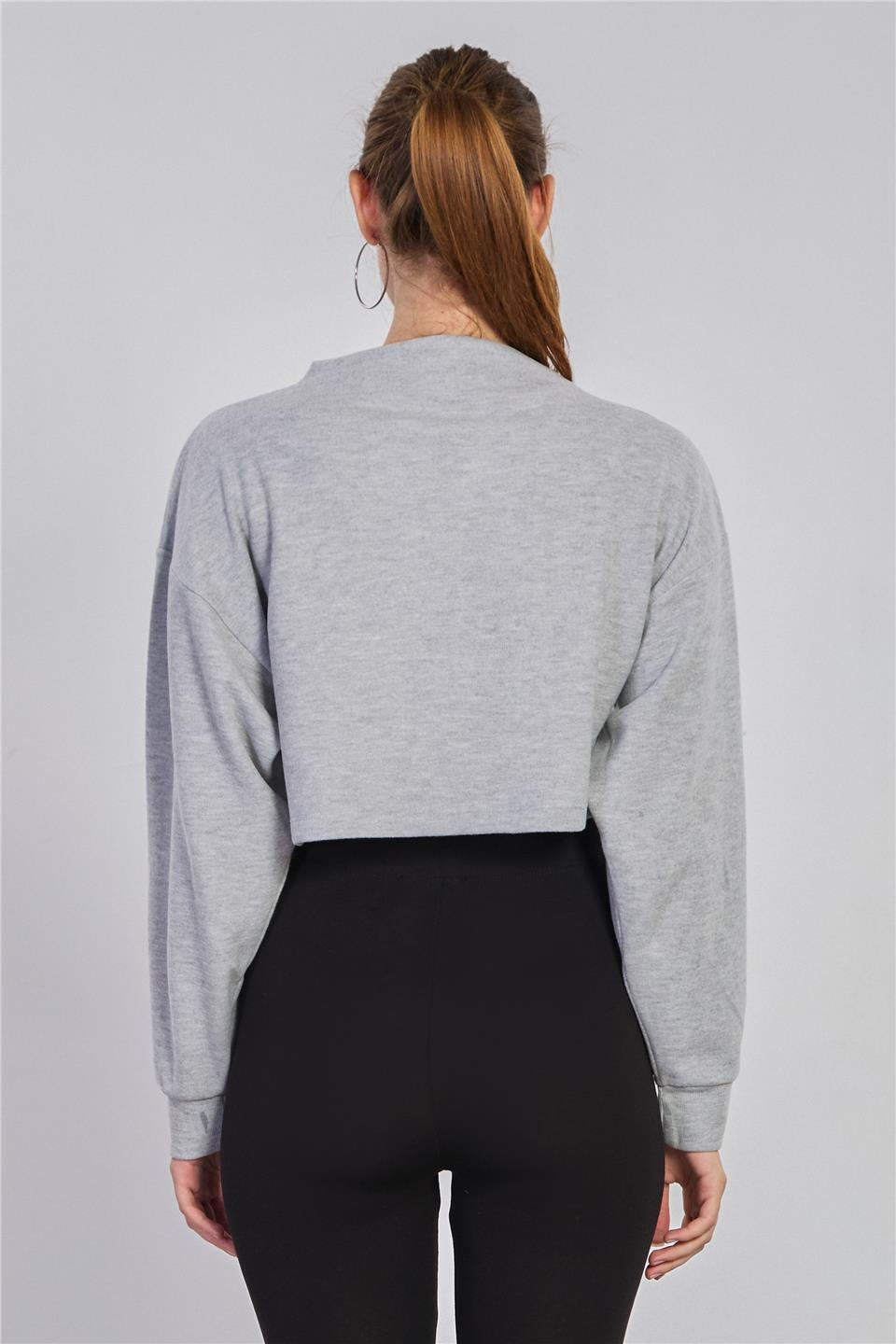 Oversize crop selanik sweatshirt-5774 Kar Melanj