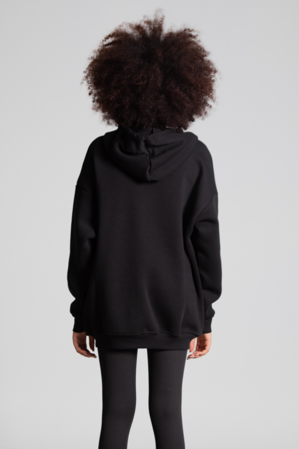 Oversize kapüşonlu fermuarlı sweatshirt-2986 Siyah